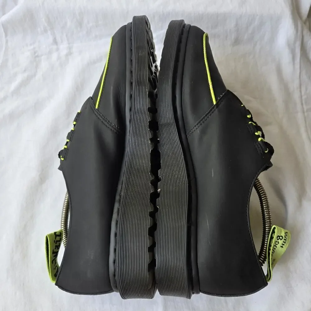 Dr Martens Ramsey Alt Creeper Men's Leather Oxfords Black/Neon Green Size 12